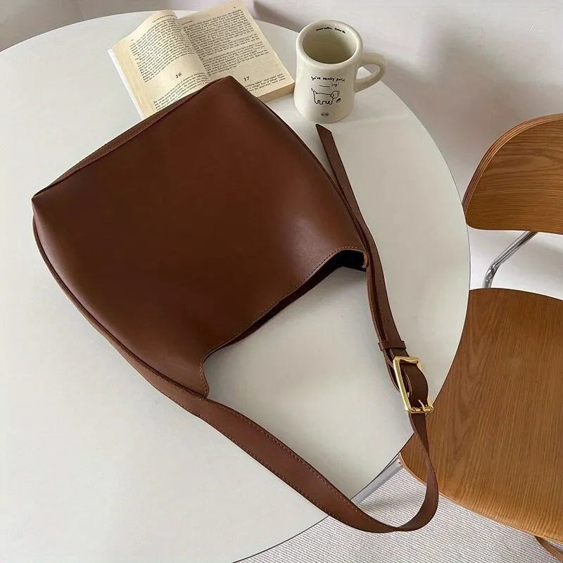 Talia Leather Hobo Bag with Wide Buckle Strap