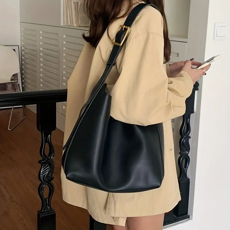 Talia Leather Hobo Bag with Wide Buckle Strap
