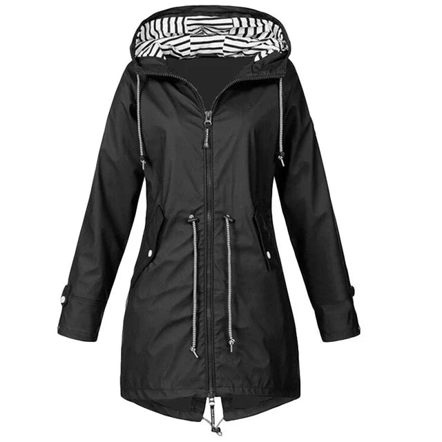 Mafalda Hooded Trench Coat with Drawstring Waist