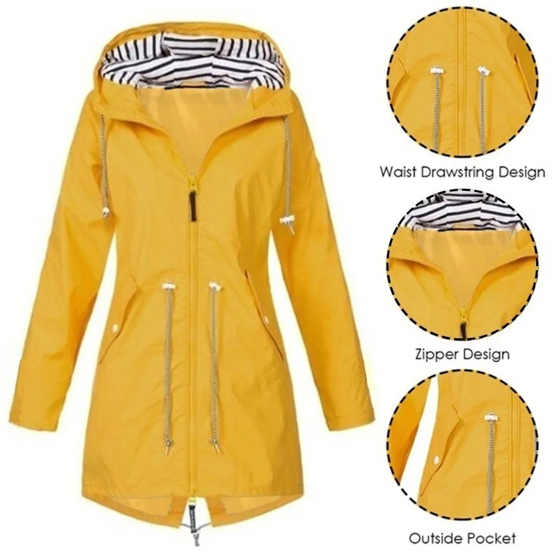 Mafalda Hooded Trench Coat with Drawstring Waist