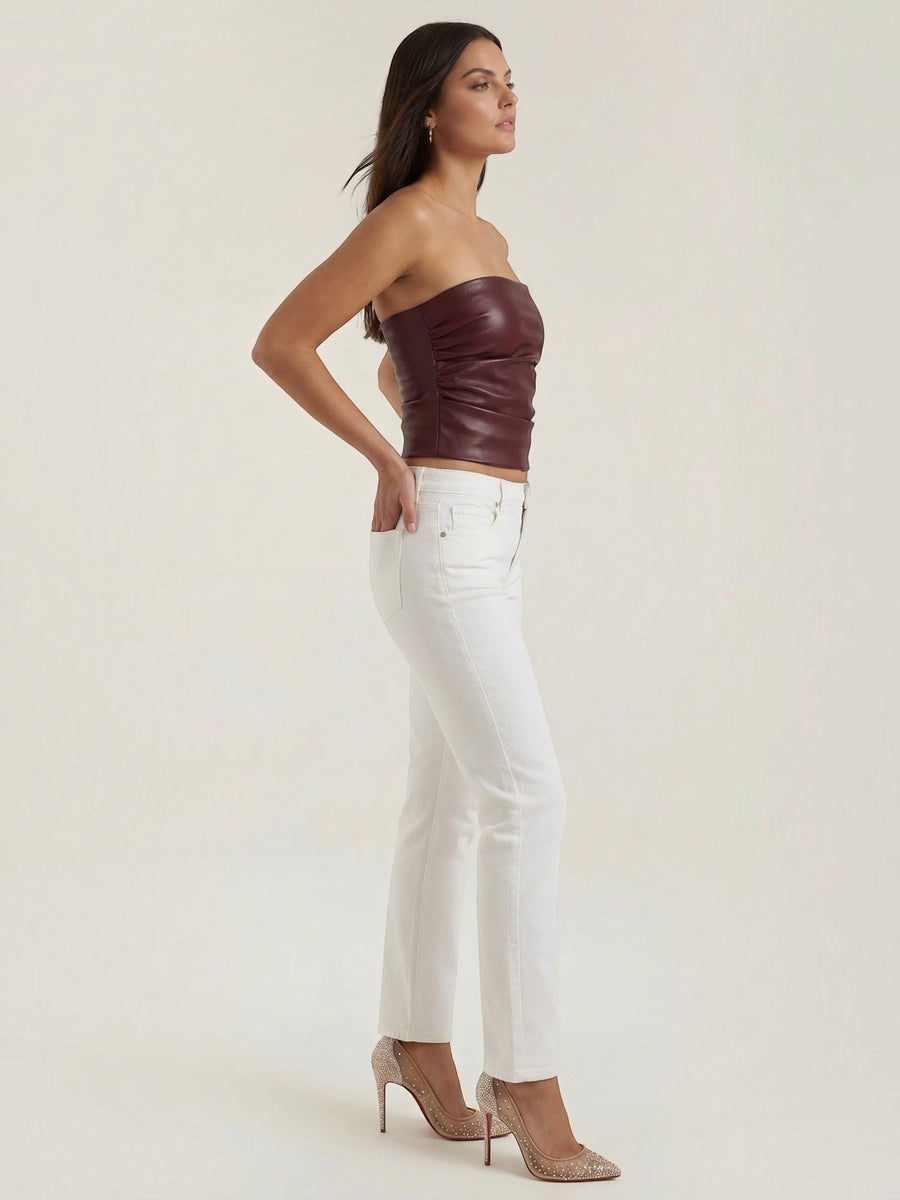 Cassie Faux Leather Corset Style Bandeau Top