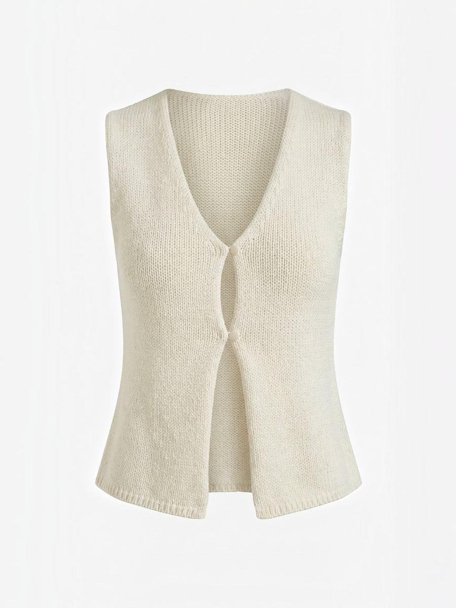 Sharon Open Front V Neck Knit Vest