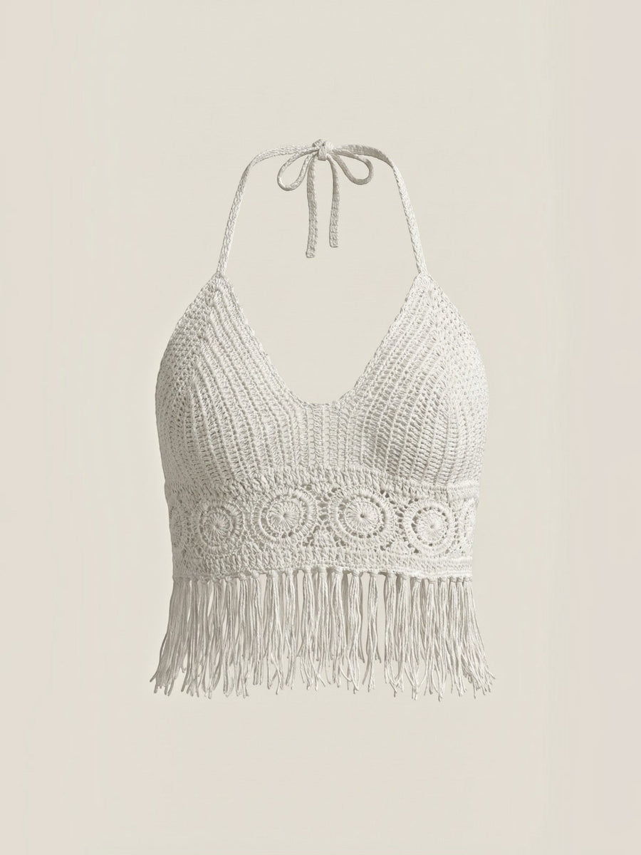 Harriet Crochet Fringe Halter Top
