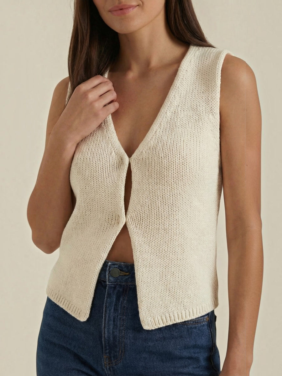 Sharon Open Front V Neck Knit Vest