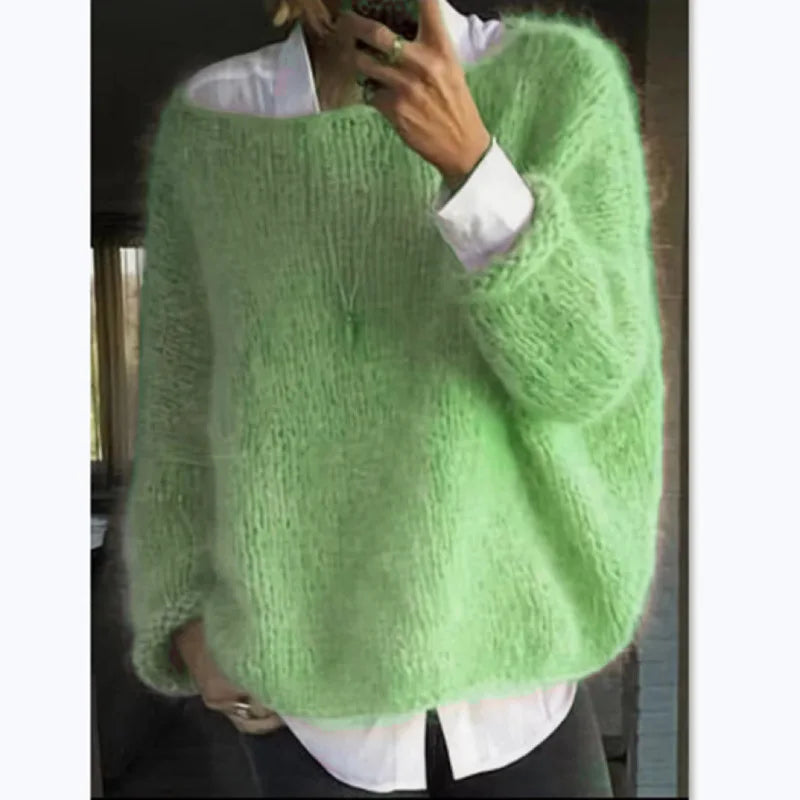 Paola Fluffy Off Shoulder Oversized Sweater