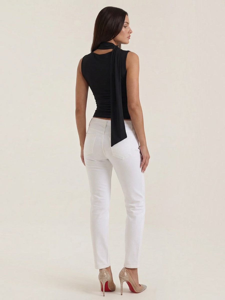 Jean Cowl Neck Halter Top