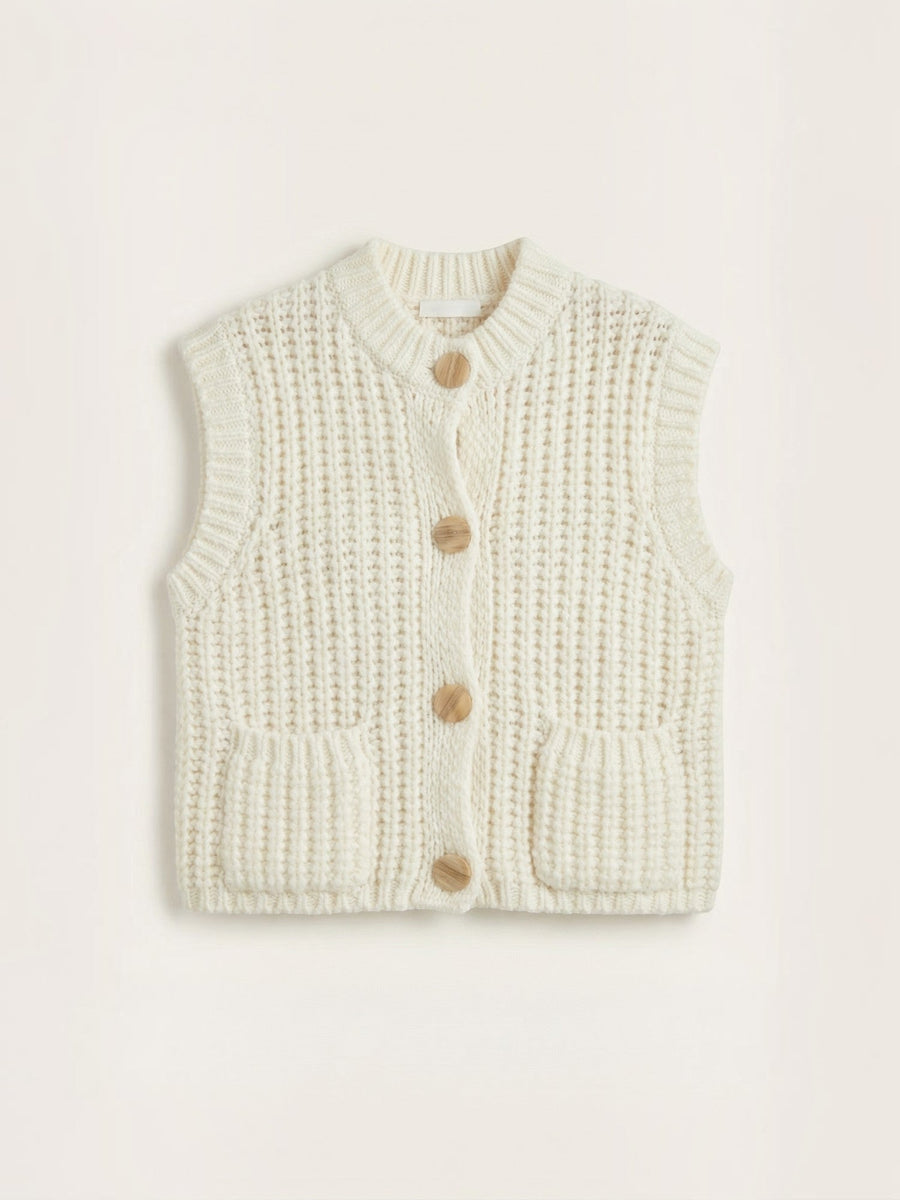 Philomena Chunky Knit Gold Button Vest