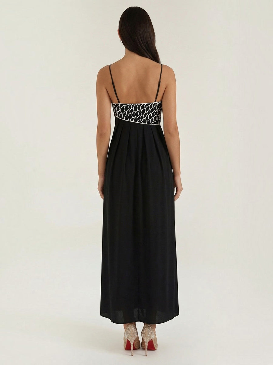 Deborah Embroidered Fish Print Maxi Sundress