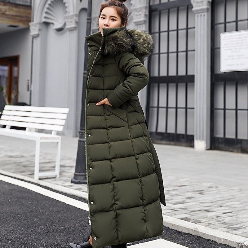 Jolina Long Quilted Faux Fur Hood Puffer Coat