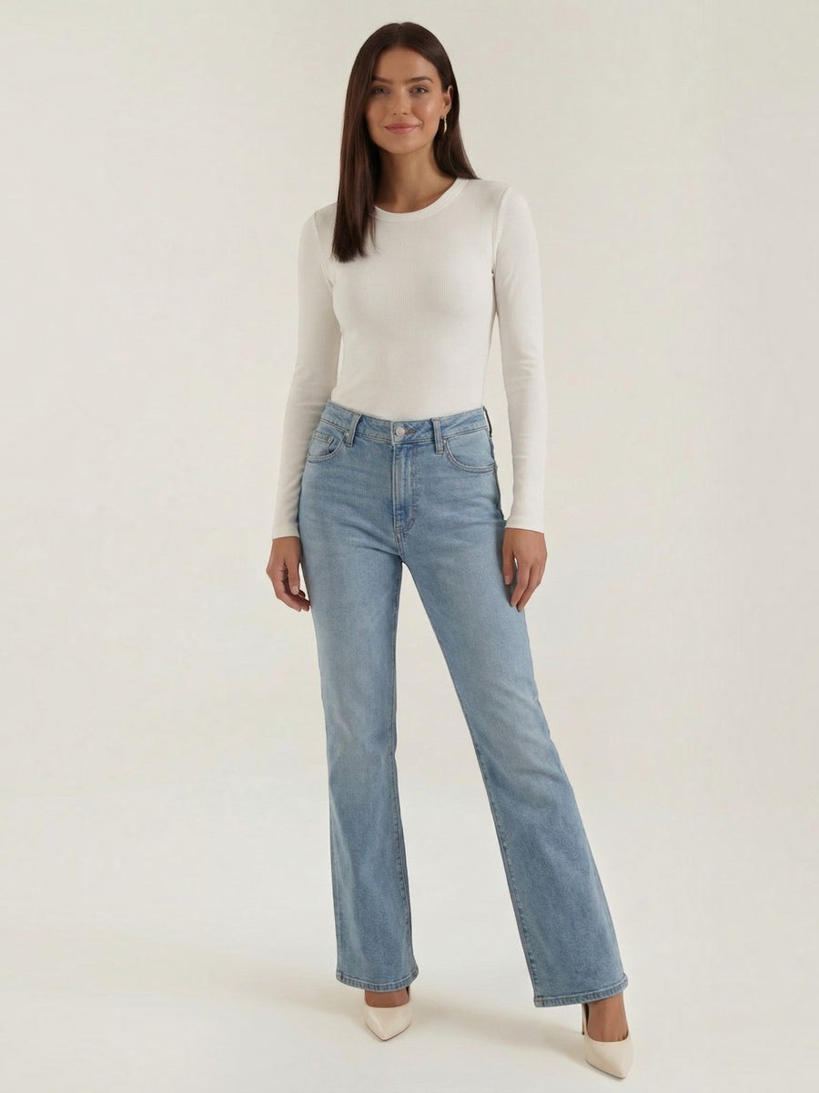 Freya Ribbed Round Neck Long Sleeve Top