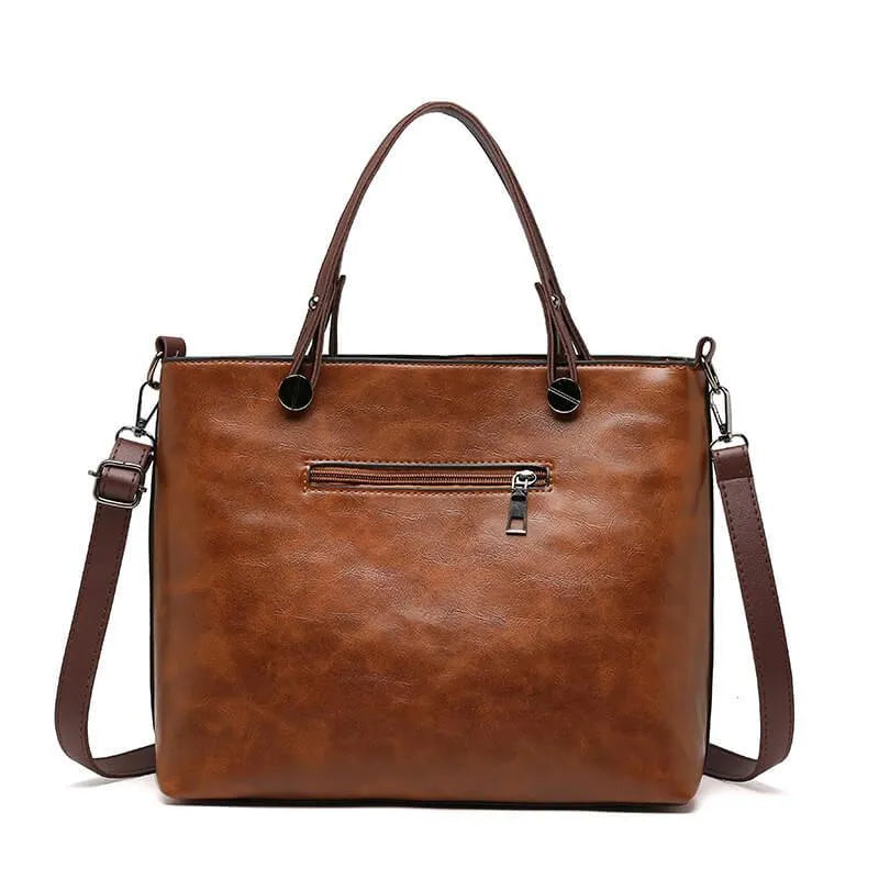 Thilde Leather Satchel with Front Zip Pockets