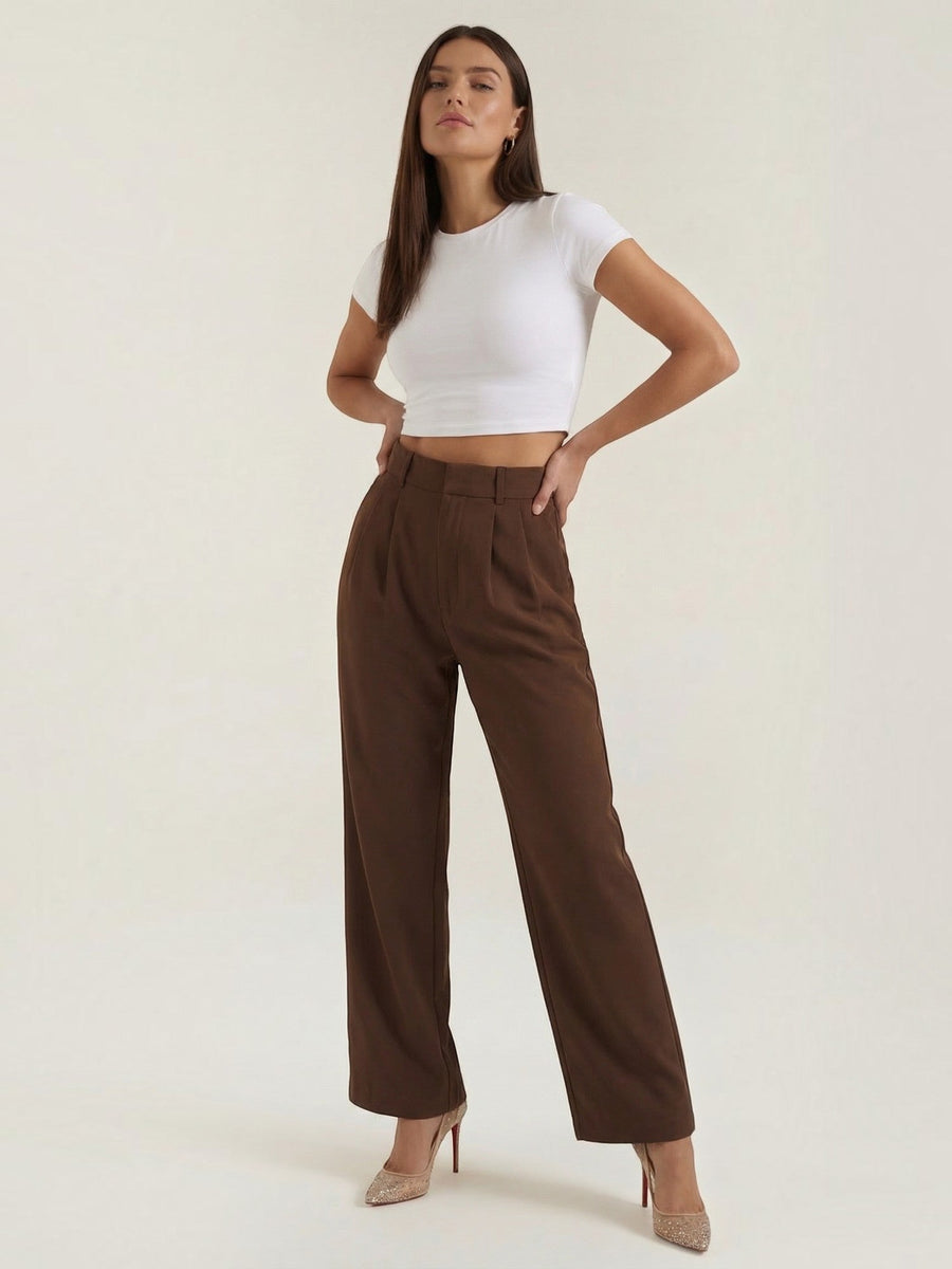 Emma Pleated High Waisted Wide Leg Pants