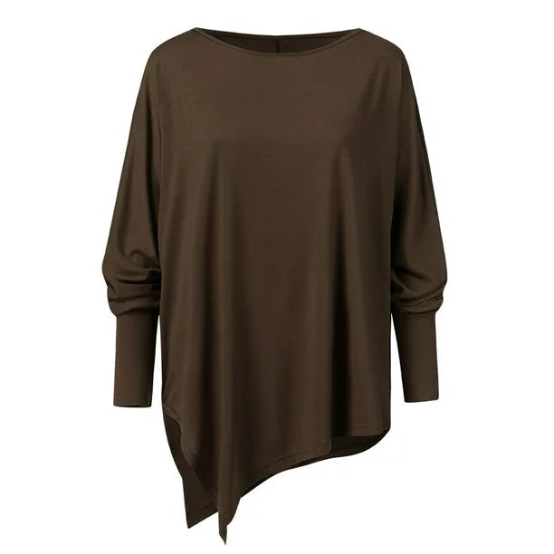Maeva Asymmetric Hem Oversized Boat Neck Sweater
