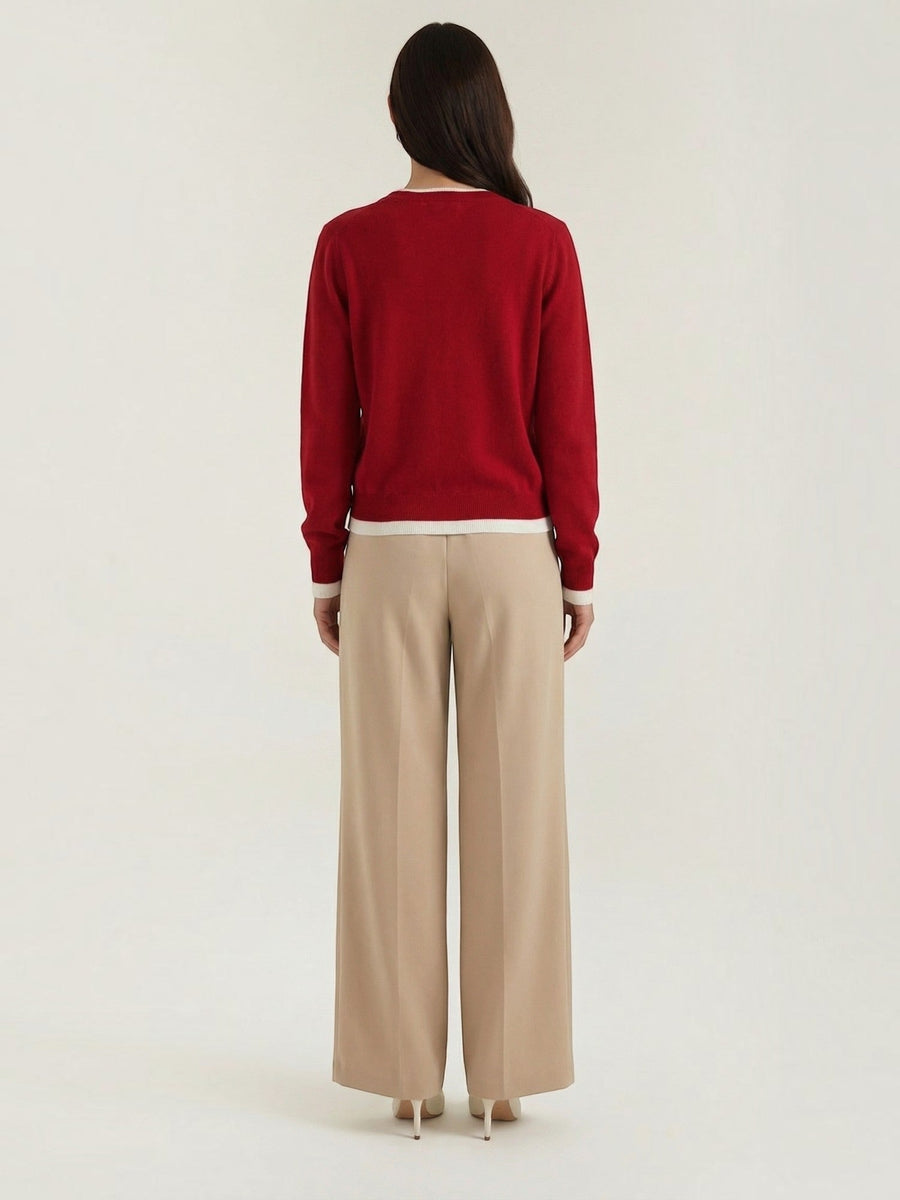 Wynona Contrast Stripe Wool Blend Cardigan
