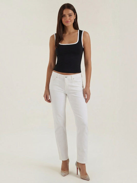 Hilary Contrast Trim Square Neck Crop Top