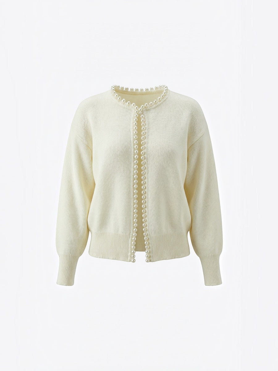 Caroline Pearl Trim Knit Cardigan