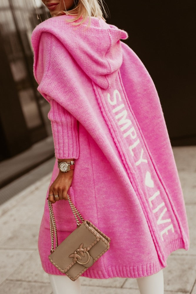 Fenja Long Hooded Cardigan with Back Lettering