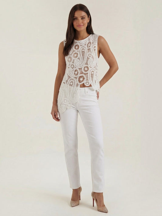 Delia Asymmetric Hem Lace Top