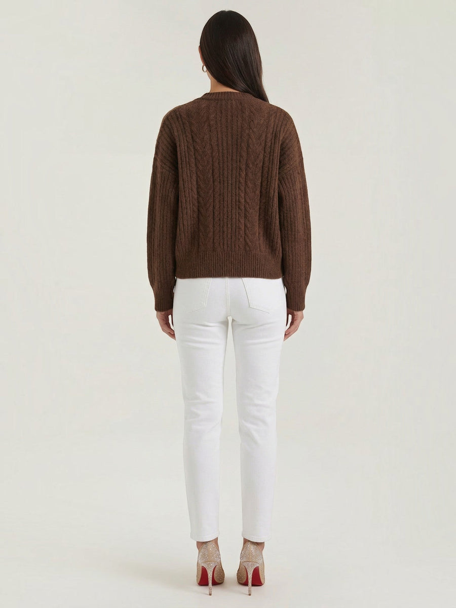 Janet Cable Knit Wooden Button Cardigan