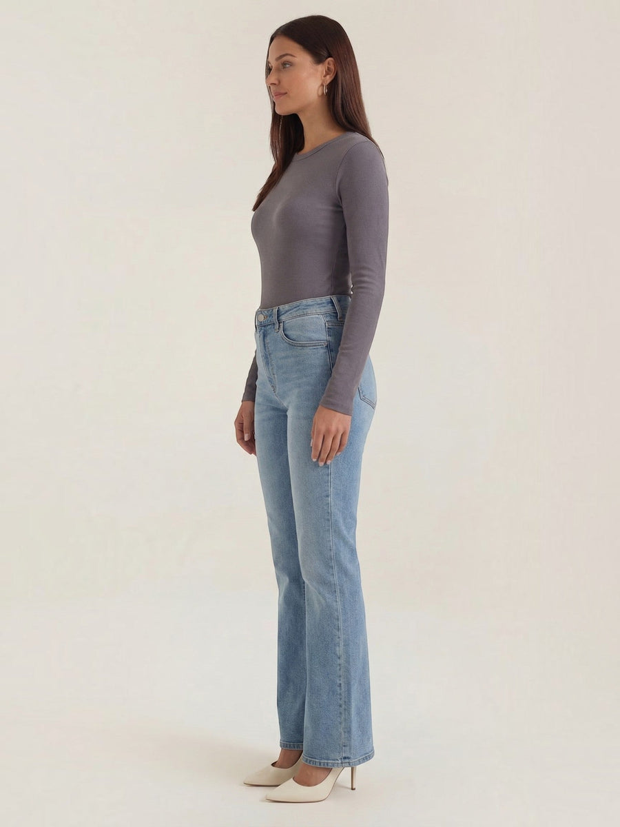 Freya Ribbed Round Neck Long Sleeve Top