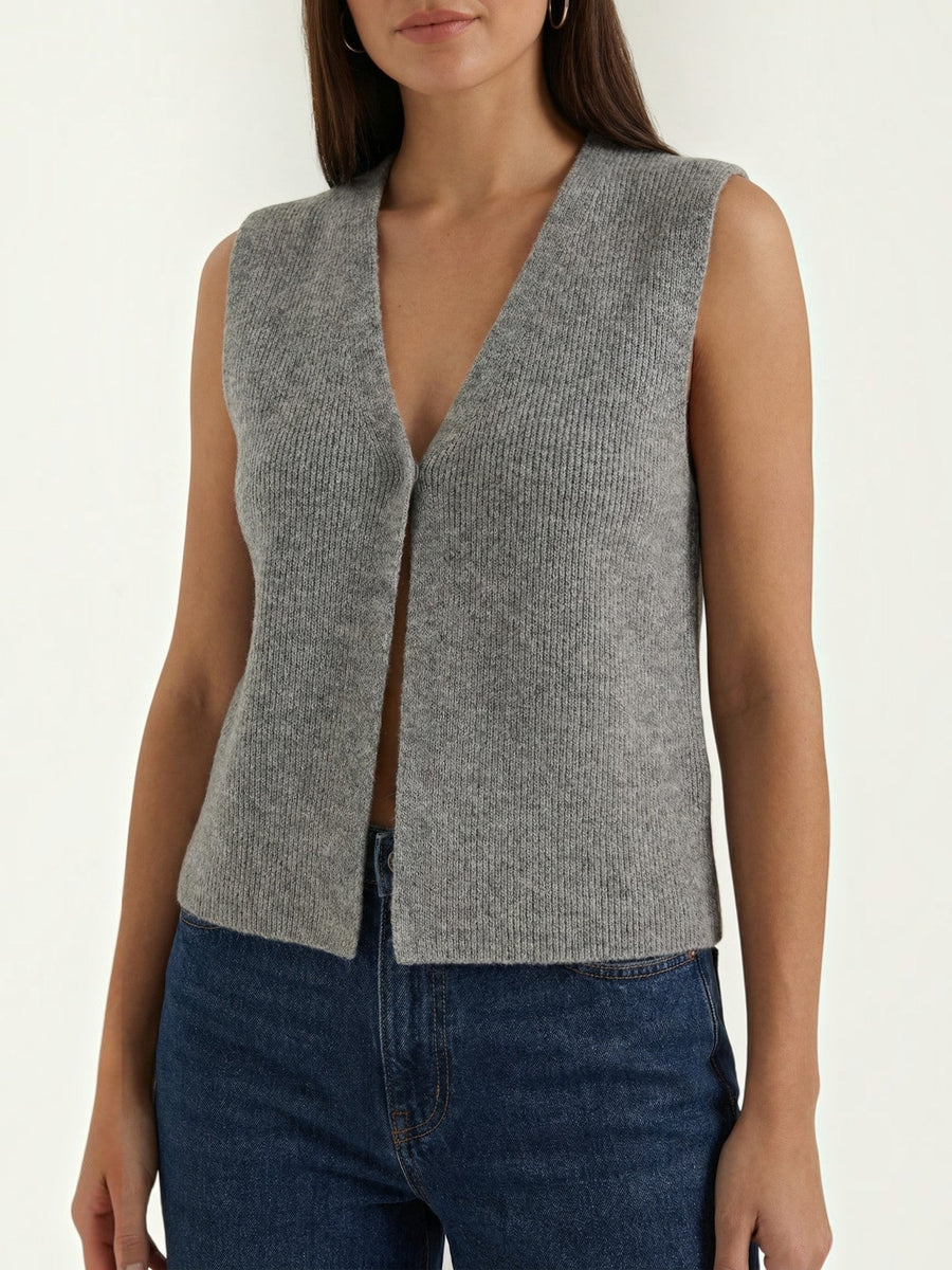 Sharon Open Front V Neck Knit Vest