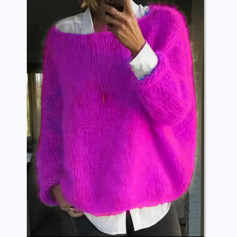 Paola Fluffy Off Shoulder Oversized Sweater