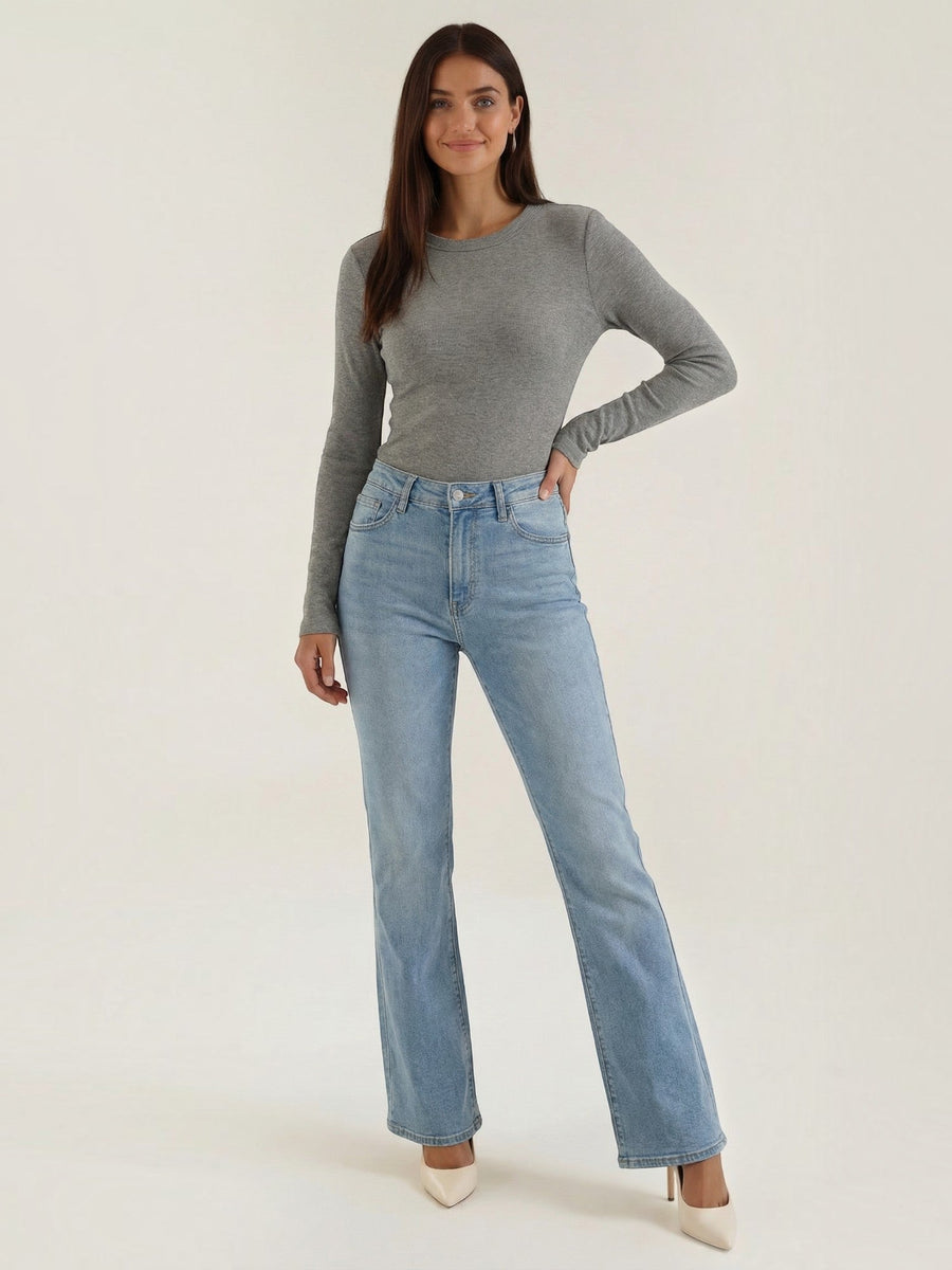 Freya Ribbed Round Neck Long Sleeve Top