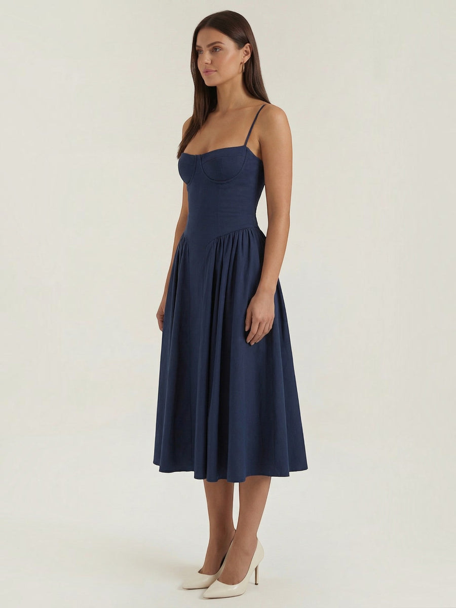 Odette Corset Style Strappy Midi Dress