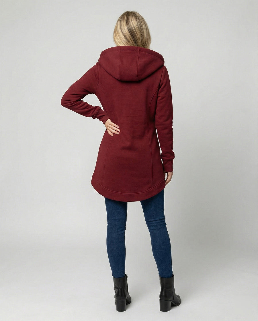 Fiana Asymmetric Hem Hooded Winter Coat
