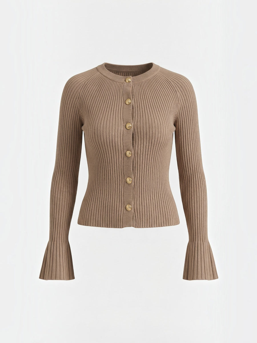 Betty Gold Button Ribbed Cardigan