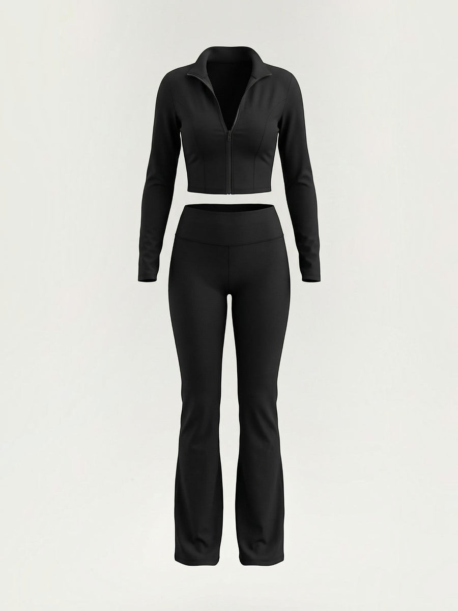 Liora Long Sleeve Crop Top and High Waist Pants Set