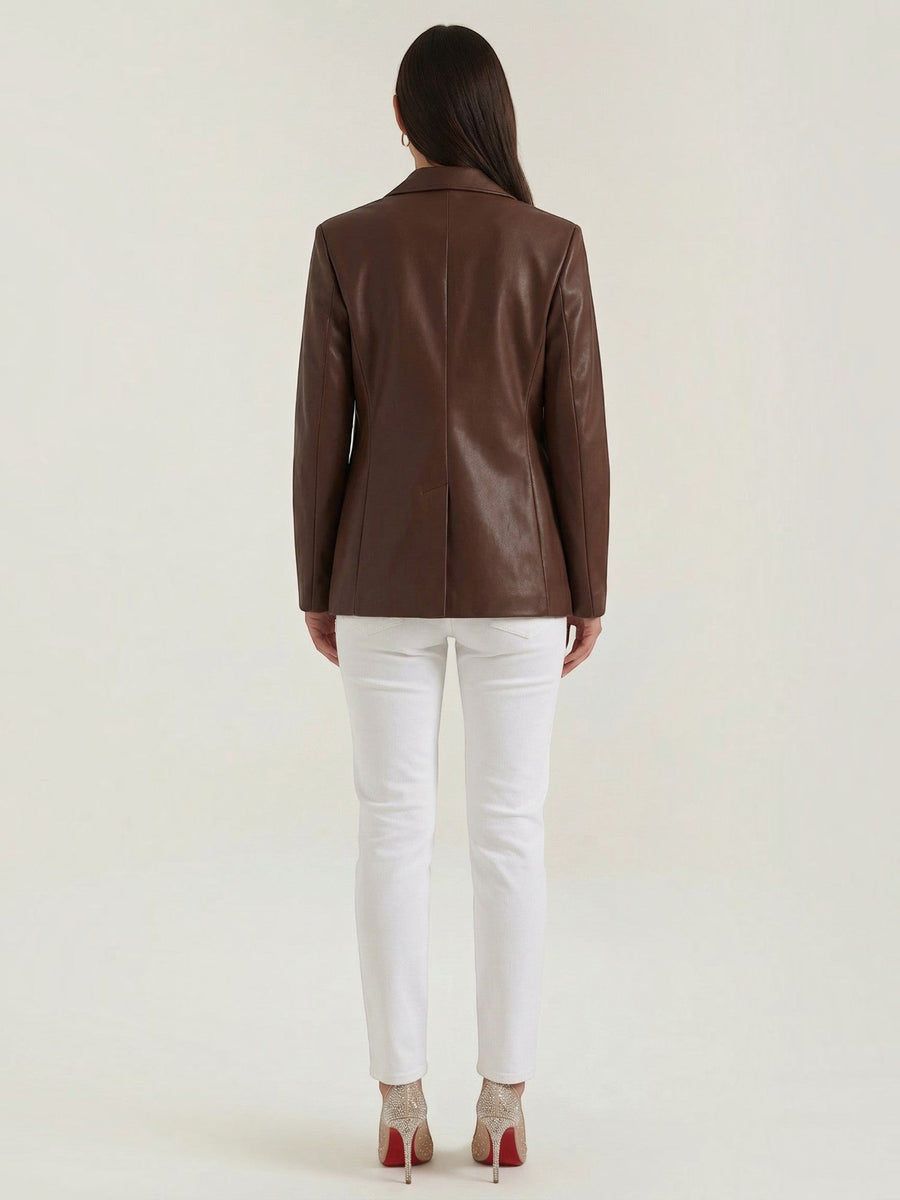 Catherine Faux Leather Oversized Blazer