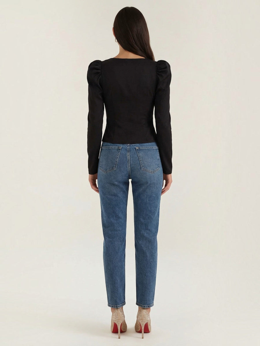 Xenia Sweetheart Neck Puff Sleeve Top