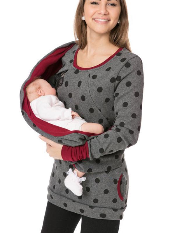 Swantje Cowl Neck Nursing Zip Maternity Tunic Sweatshirt