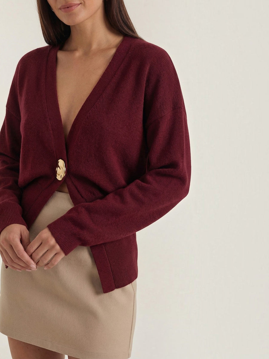 Christine Single Button Deep V Cardigan