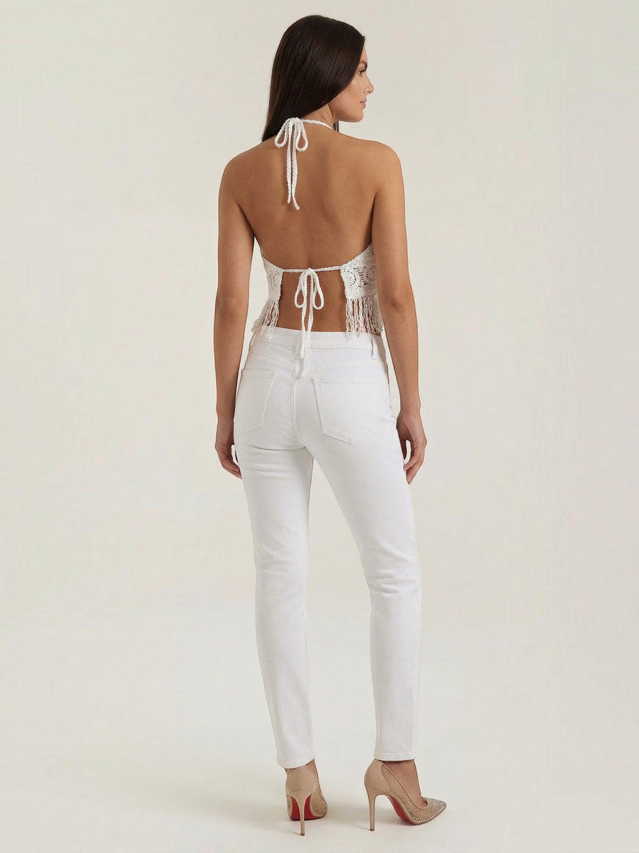 Harriet Crochet Fringe Halter Top