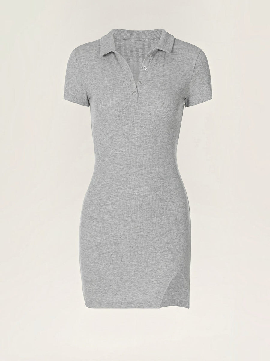 Zara Ribbed Knit Polo Mini Dress
