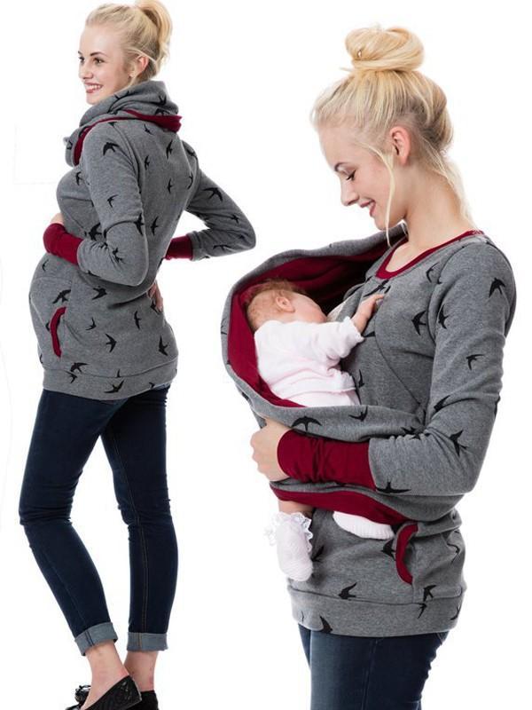 Swantje Cowl Neck Nursing Zip Maternity Tunic Sweatshirt
