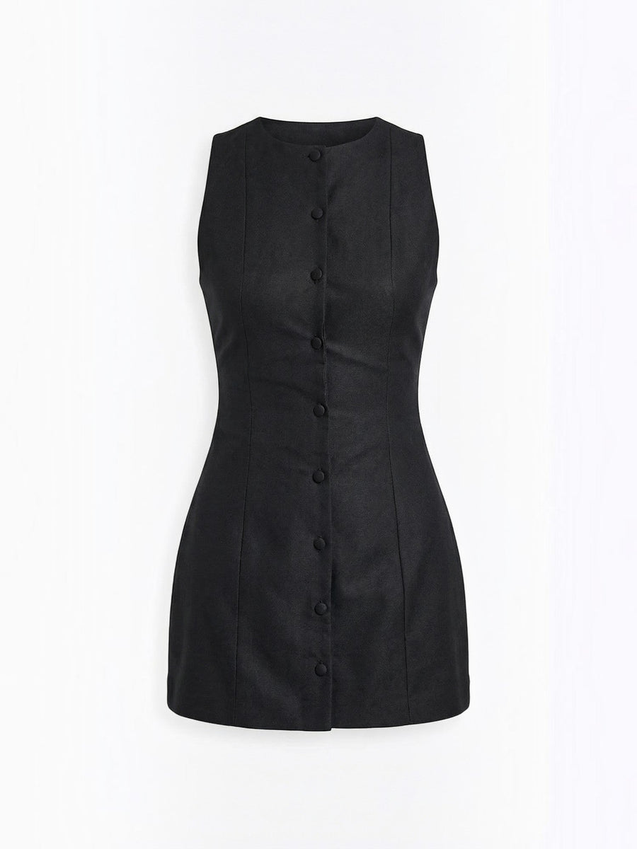 Patricia Button Front Sleeveless Mini Dress