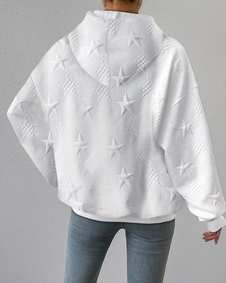 Emilina Embossed Star Waffle Hoodie