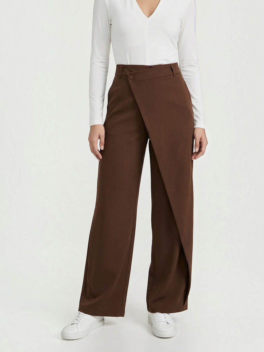 Jean High Waisted Asymmetric Wide Leg Pants