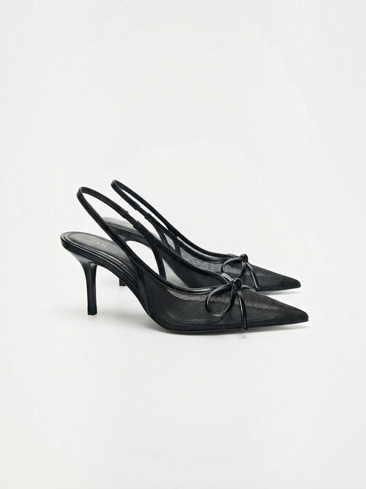 Michelle Tulle Bow Slingback Pumps