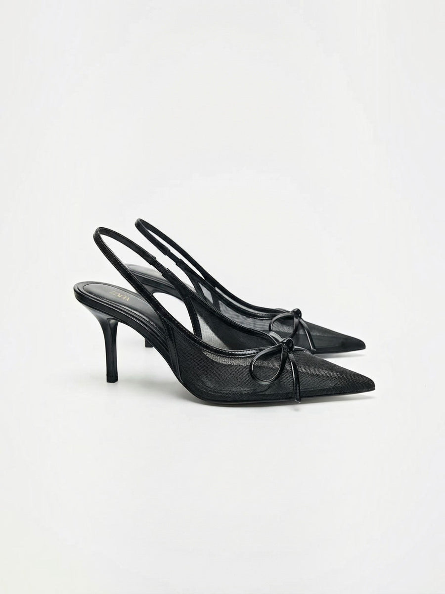 Michelle Tulle Bow Slingback Pumps