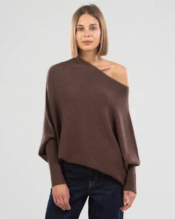 Dineke Asymmetric Draped Cowl Sweater