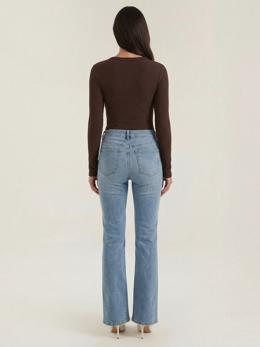 Freya Ribbed Round Neck Long Sleeve Top
