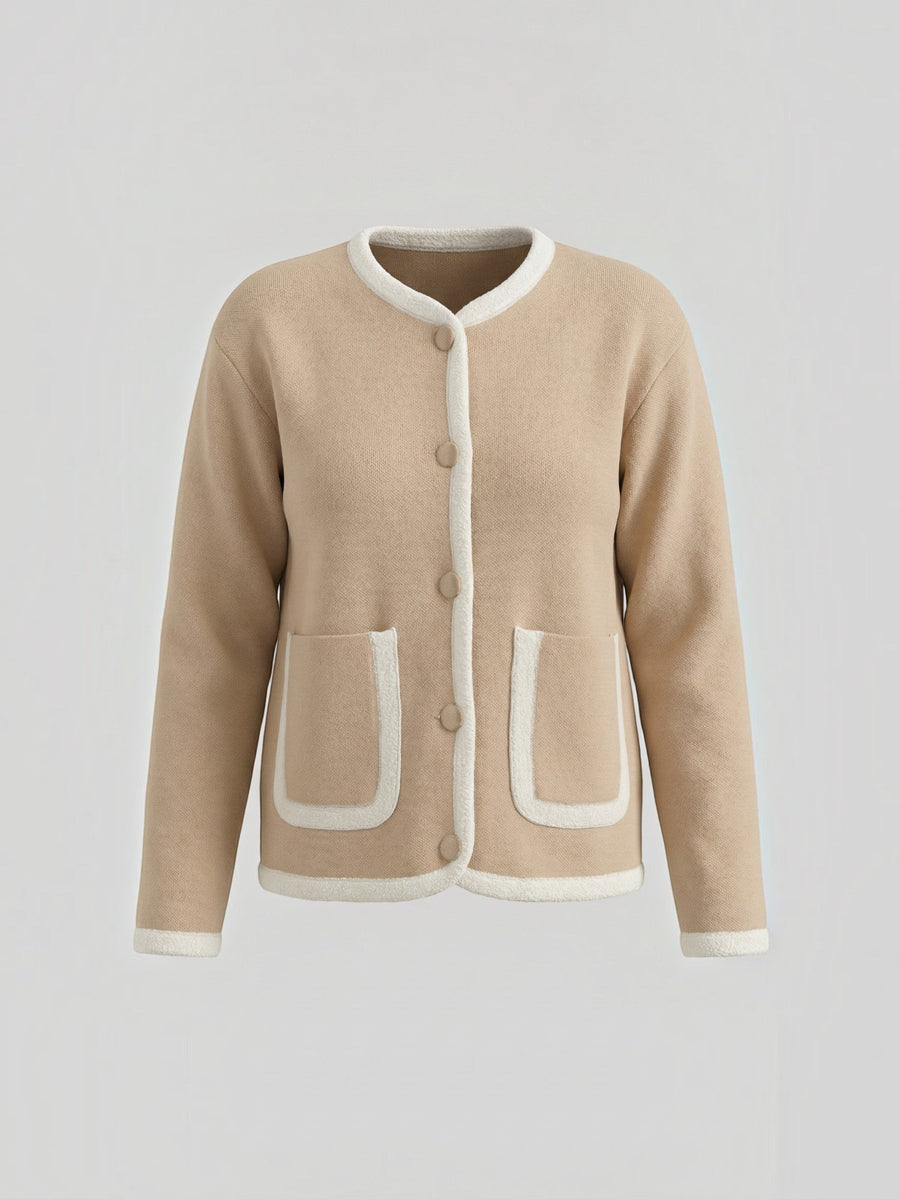 Donna Contrast Piping Knit Jacket