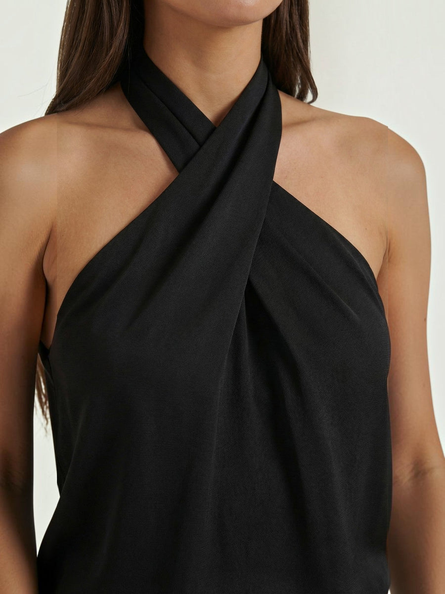 Gina Cross Halter Neck Fitted Top