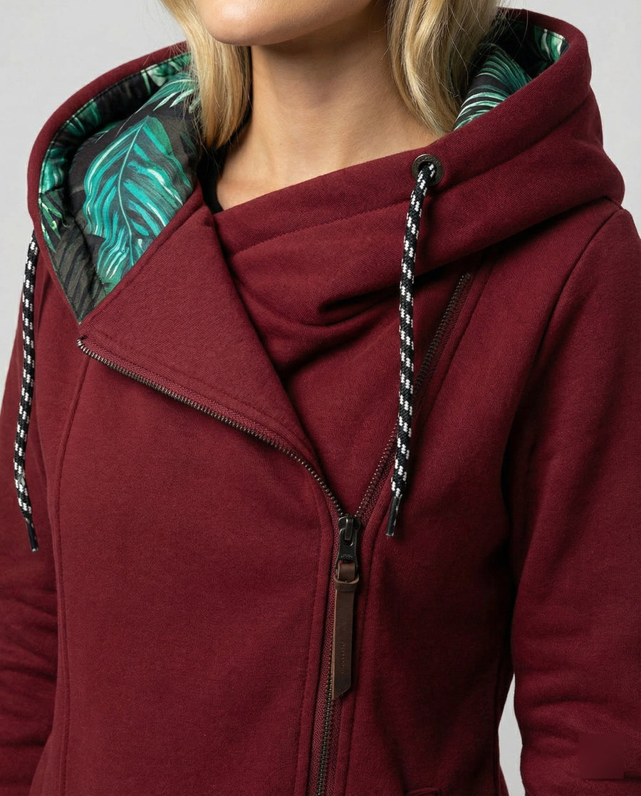 Fiana Asymmetric Hem Hooded Winter Coat