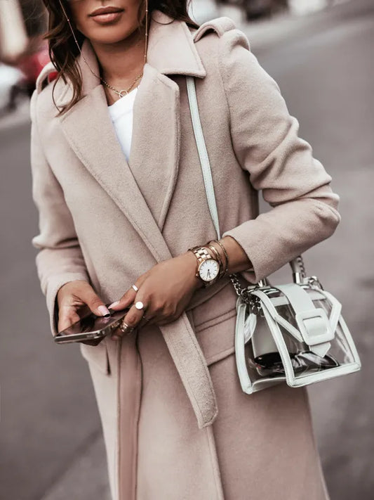 Graziella Long V Neck Belted Coat