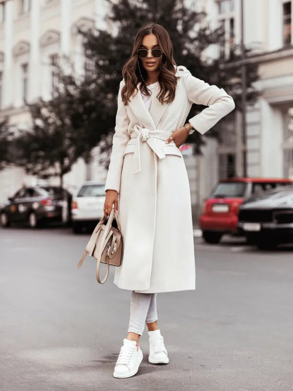 Graziella Long V Neck Belted Coat